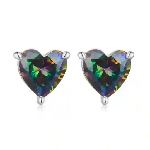 Aretes Topos Aretas Para Mujer Corazón Cristal En Plata 925