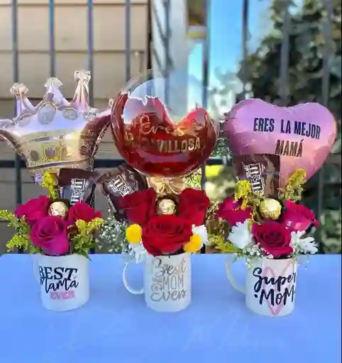 Vasos Personalizados Con Flores Y Chocolates-regalo Madres-sorpresa Mamá-cumpleaños-dia Del Niño-amor Y Amistad-rosas-chocolates