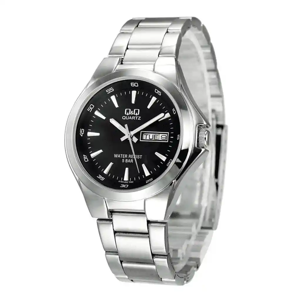 Reloj Qyq Analogo De Hombre A164j202y Acero + Estuche