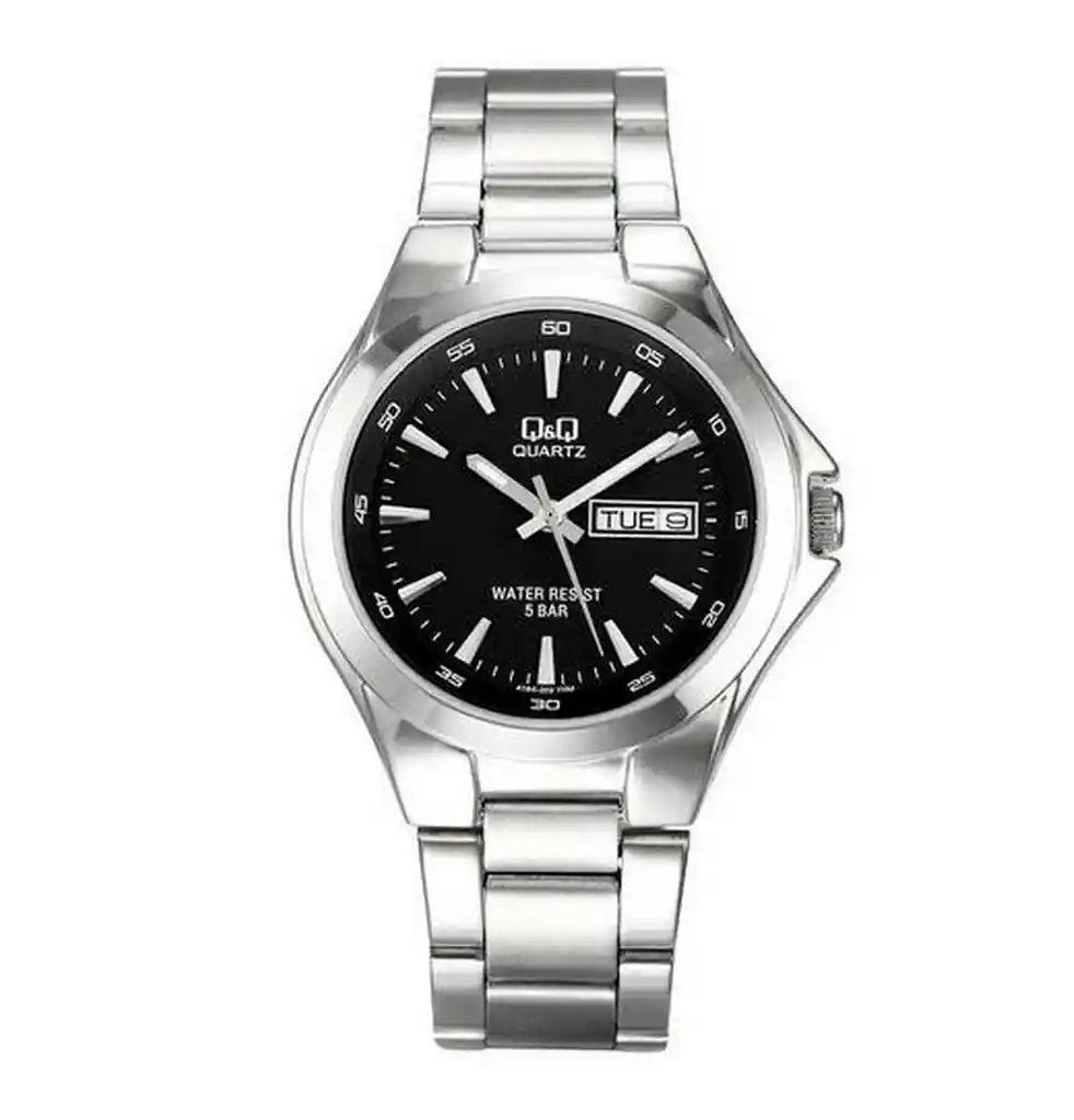 Reloj Qyq Analogo De Hombre A164j202y Acero + Estuche