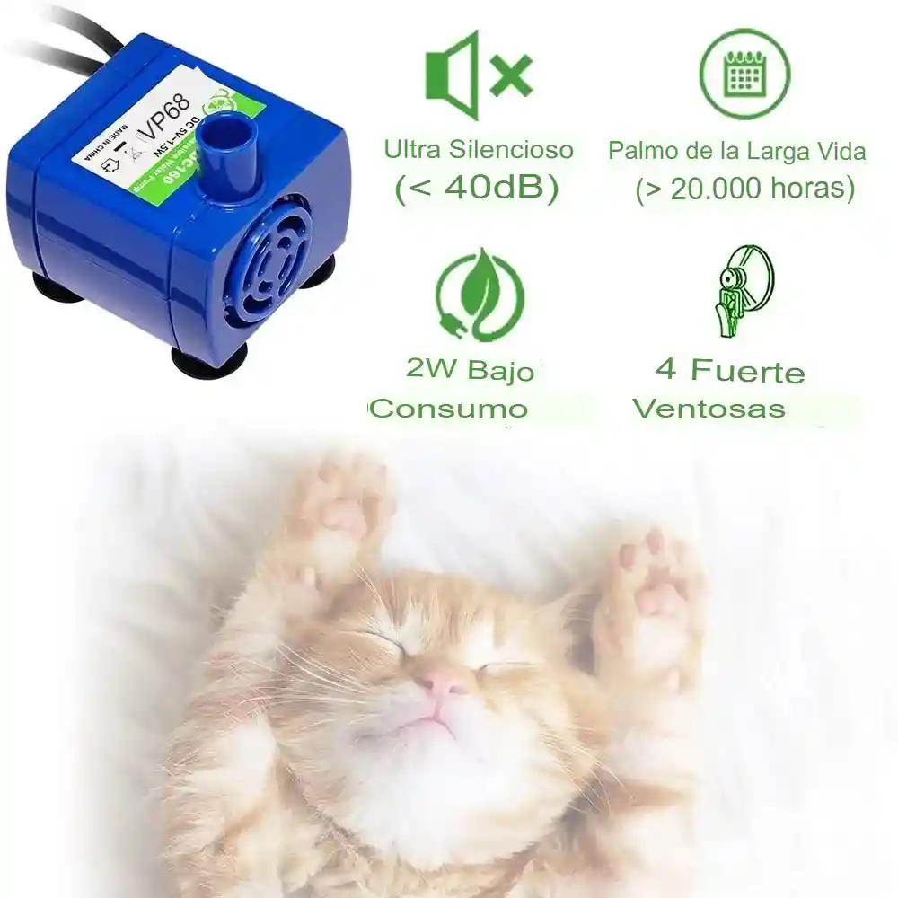 Bomba De Agua Con Luz Led Para Mascotas Fuente De Agua Dc 5v
