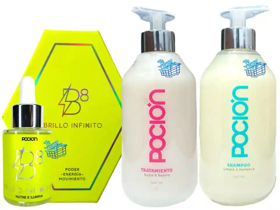 Shampoo, Tratamiento Acondicionador Y Oleo Brillo Infinito La Poción