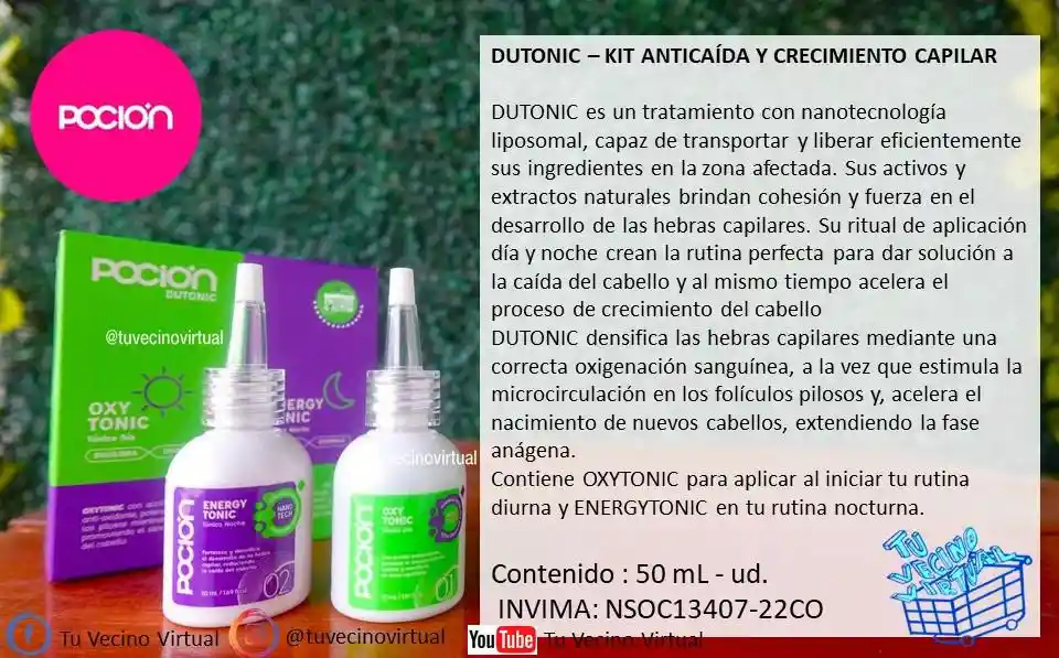 Shampoo La Poción Y Dutonic Kit Anti Caída Y Crecimiento Capilar