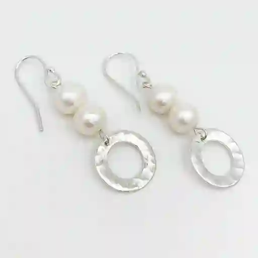 Aretes Colgantes De Plata Y Perlas