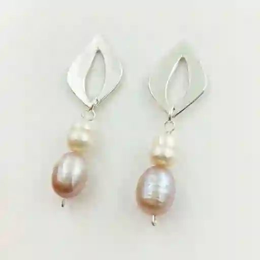 Aretes Hojas De Plata Y Perlas