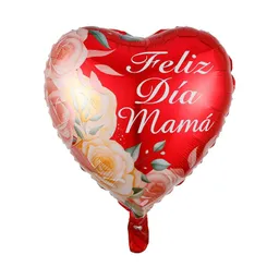 Globo Metalizado Corazon Rojo Feliz Dia Mama Inflado Con Helio