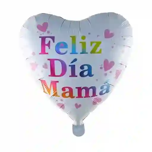 Globo Metalizado Corazon Blanco Feliz Dia Mama Inflado Con Helio