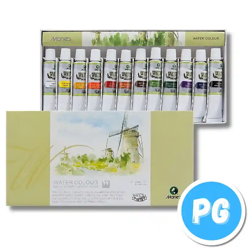 Caja De Acuarela Maries 12ml X12 Unds Surtida