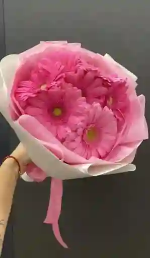Mini Bouquet De 7 Gerberas Rosadas