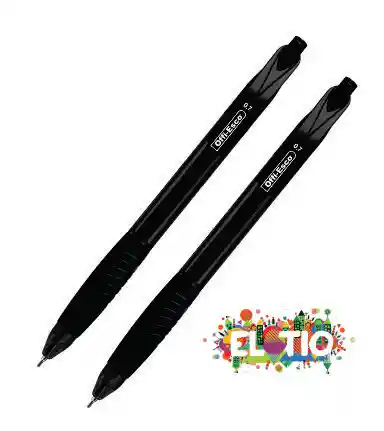 Esfero Boligrafo Semi Gel Punta Fina Retractil Negro Oe-050 X2