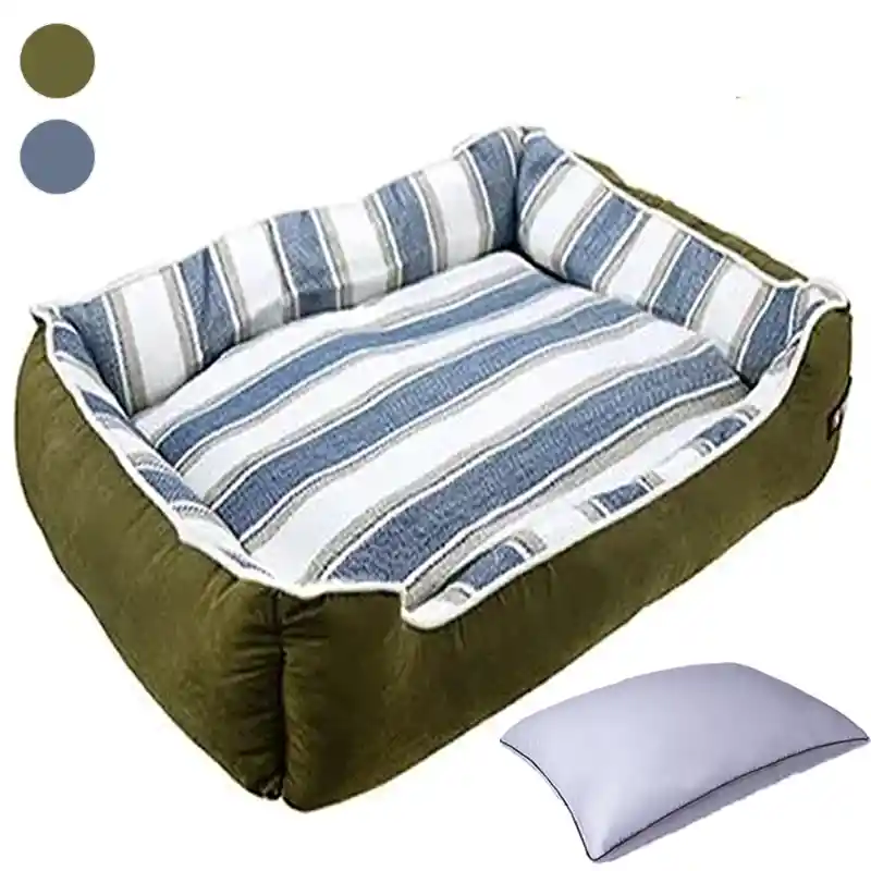 Cama Grande Para Perros Acolchada Lavable Impermeable + Almohada
