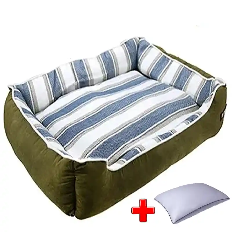 Cama Grande Para Perros Acolchada Lavable Impermeable + Almohada