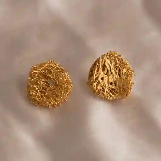 Aretes Topo Luffa Estropajo Esmeralda