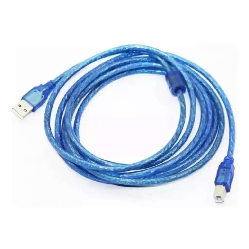 Cable De Impresora Usb A Usb Tipo B Blindado 5 Mts | Azul