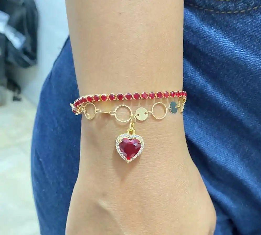 Pulsera Ajustable Corazón Rojo