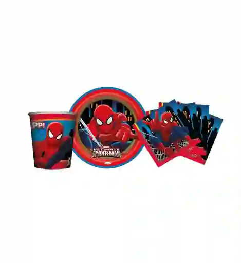 Set Platos, Vasos Y Servilletas X8 Marvel Ultimate Spider-man