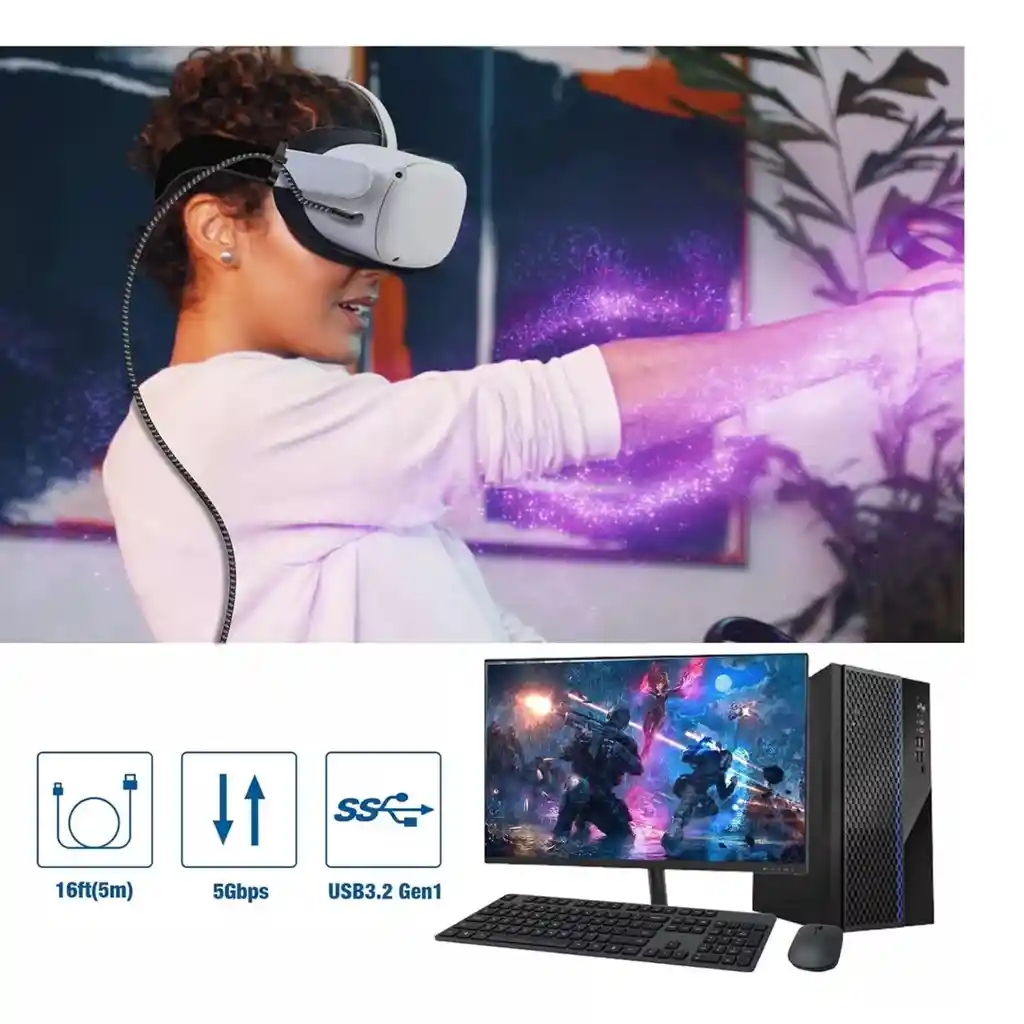 Cable Usb A Usb Tipo C De 6 Mts 4k Fatorm | Para Vr Y Camara