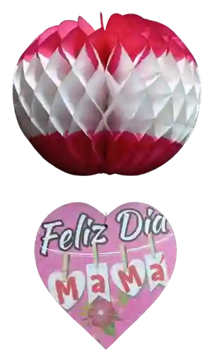Letrero Bola De Papel Y Corazon " Feliz Dia Mama"