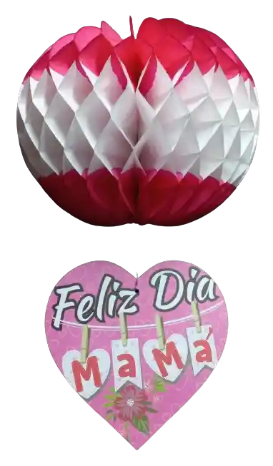 Letrero Bola De Papel Y Corazon " Feliz Dia Mama"