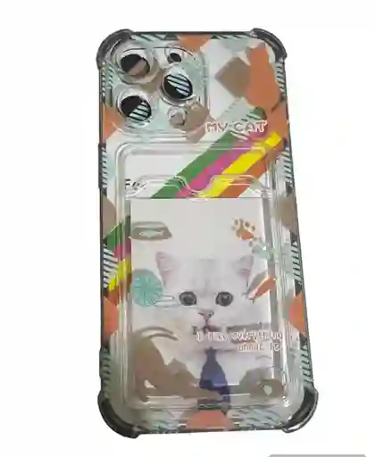 Funda Case Transparente Para Iphone 13 Pro My Cat Naranja