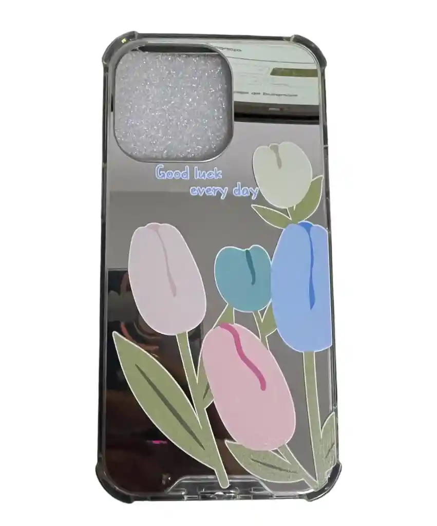 Funda Case Para Iphone 13 Pro Efecto Espejo Con Flores