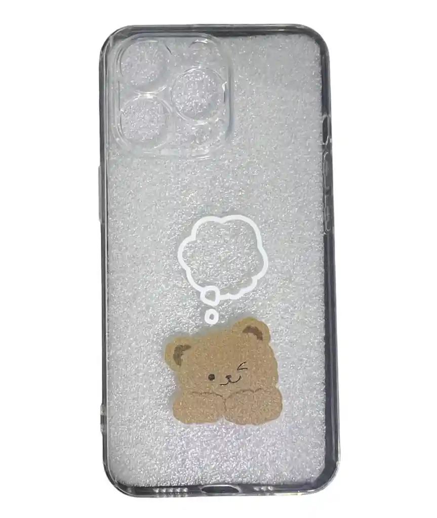 Funda Case Transparente Para Iphone 13 Pro Oso Pensando