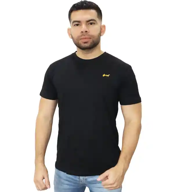 Camiseta Básica Bordada Negra Talla Xs