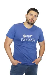 Camiseta Básica Estampada Azul Cian Talla L