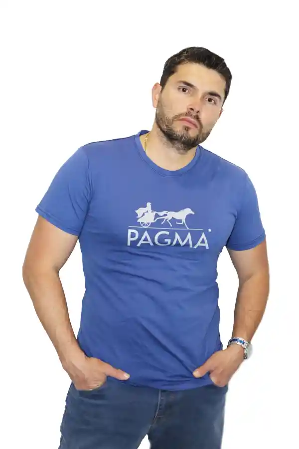 Camiseta Básica Estampada Azul Cian Talla S