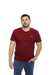 Camiseta Básica Bordada Vino Tinto Talla Xxl