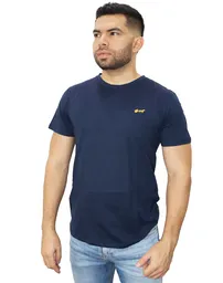 Camiseta Básica Bordada Azul Oscuro Talla M