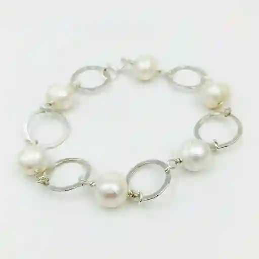 Pulsera De Plata Con Perlas Naturales