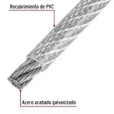 Guaya De Acero Recubierta De Pvc De 3/32" (2,3mm) X Metro