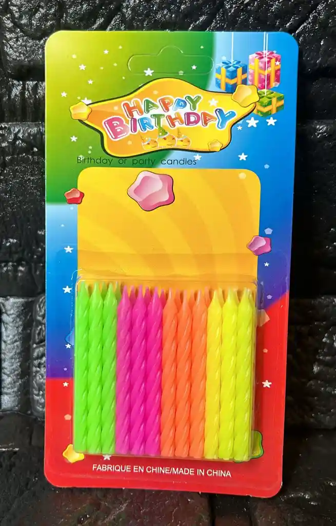 Velas Velitas Cumpleaños Espiral Neon X24