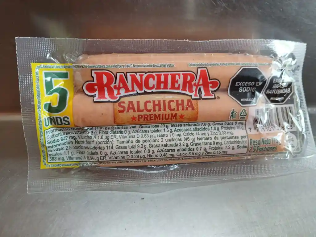 Paquete De Salchichas Rancheras X5und