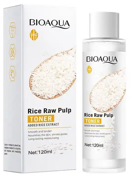 Tonico Pulpa Cruda De Arroz Bioaqua Suave Y Tierno Nutre La Piel Reduce Los Poros Hidratacion Duradera 120ml