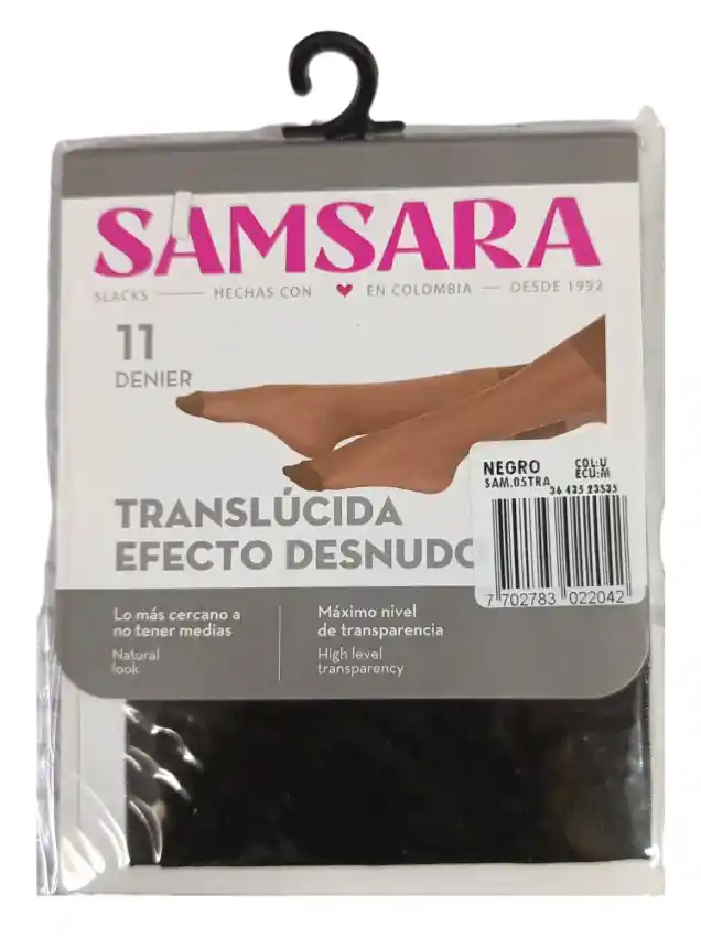 Medias Veladas Samsara Traslucida Efecto Desnudo Color Negro Talla Unica