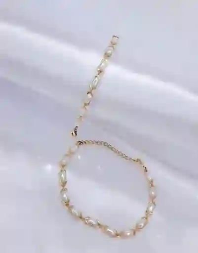 Manilla Dorada Perlas Brillantes