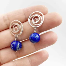 Aretes Caracol De Plata Con Lapislazuli