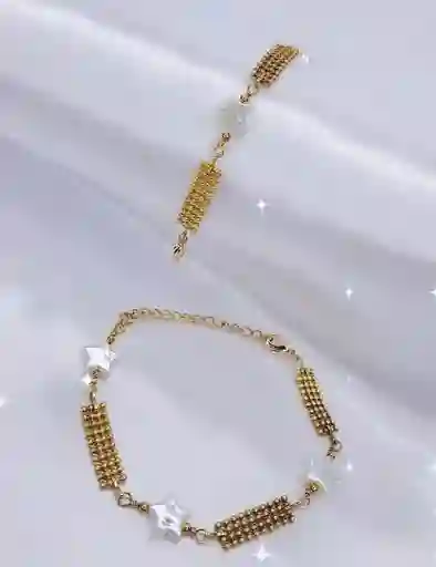 Manilla Dorada Malla Y Estrellas