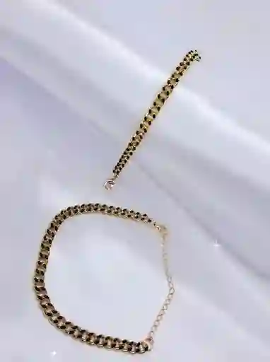 Manilla Dorada Trenza Negra