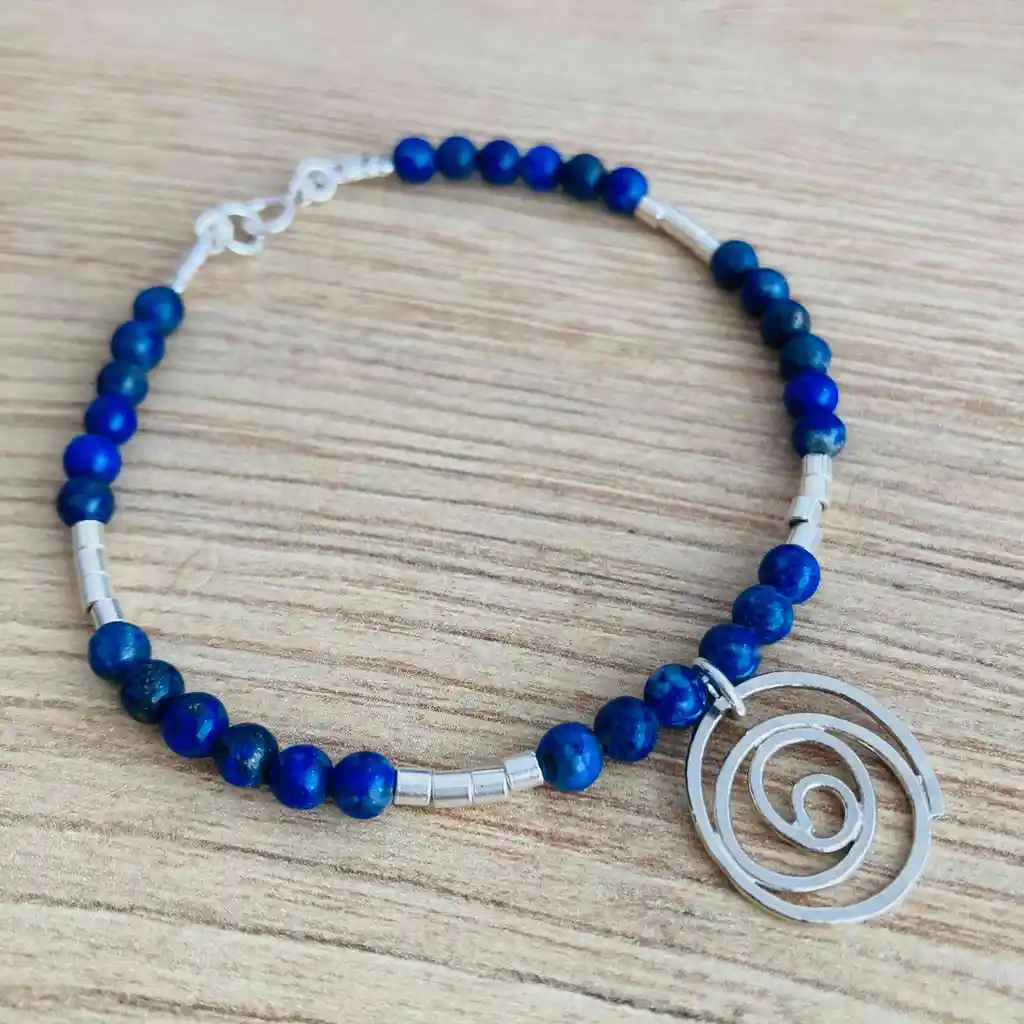 Pulsera Caracol De Plata Y Lapislazuli