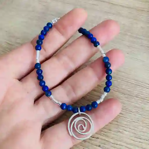 Pulsera Caracol De Plata Y Lapislazuli