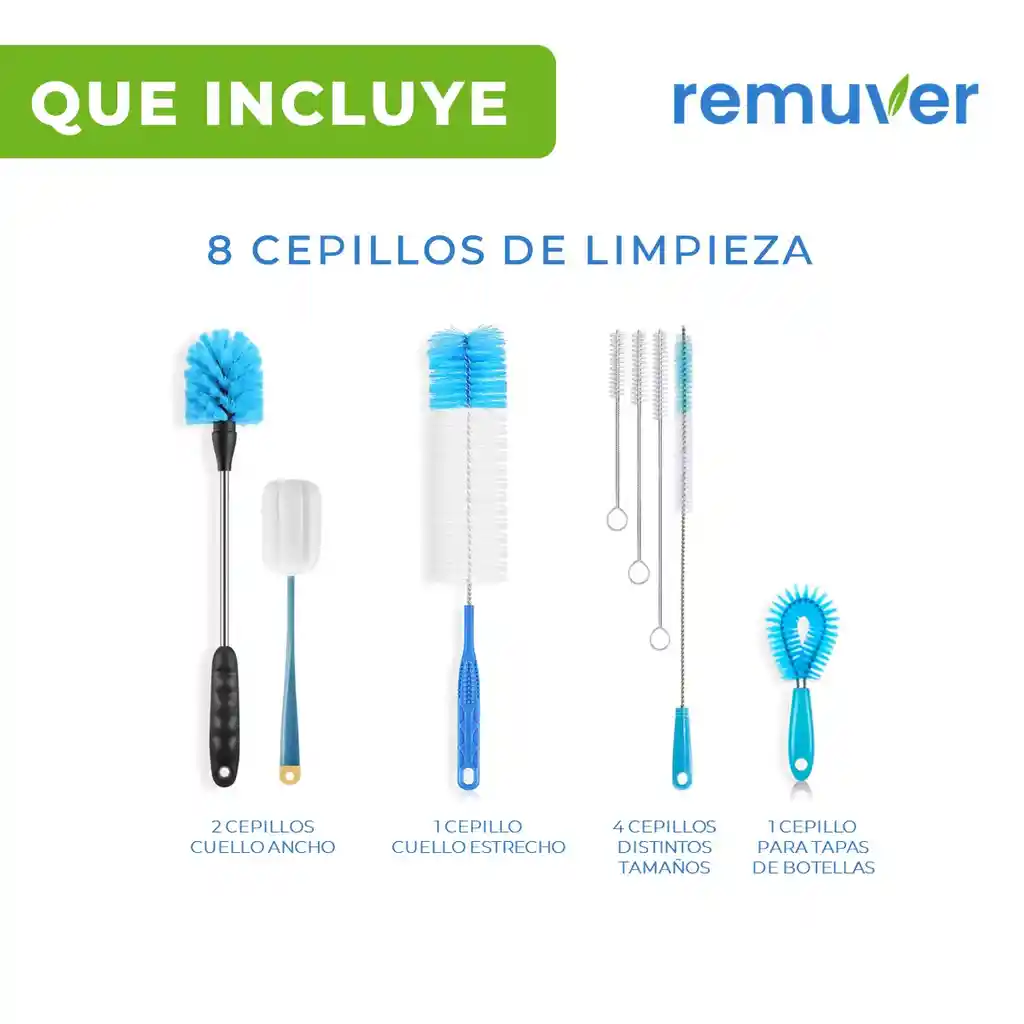 Limpieza De Botella Tetero Biberon Kit Remuver 8 Piezas