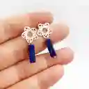 Aretes Flor Y Piedra Lapislazuli