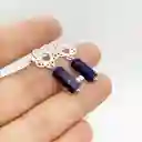Aretes Flor Y Piedra Lapislazuli