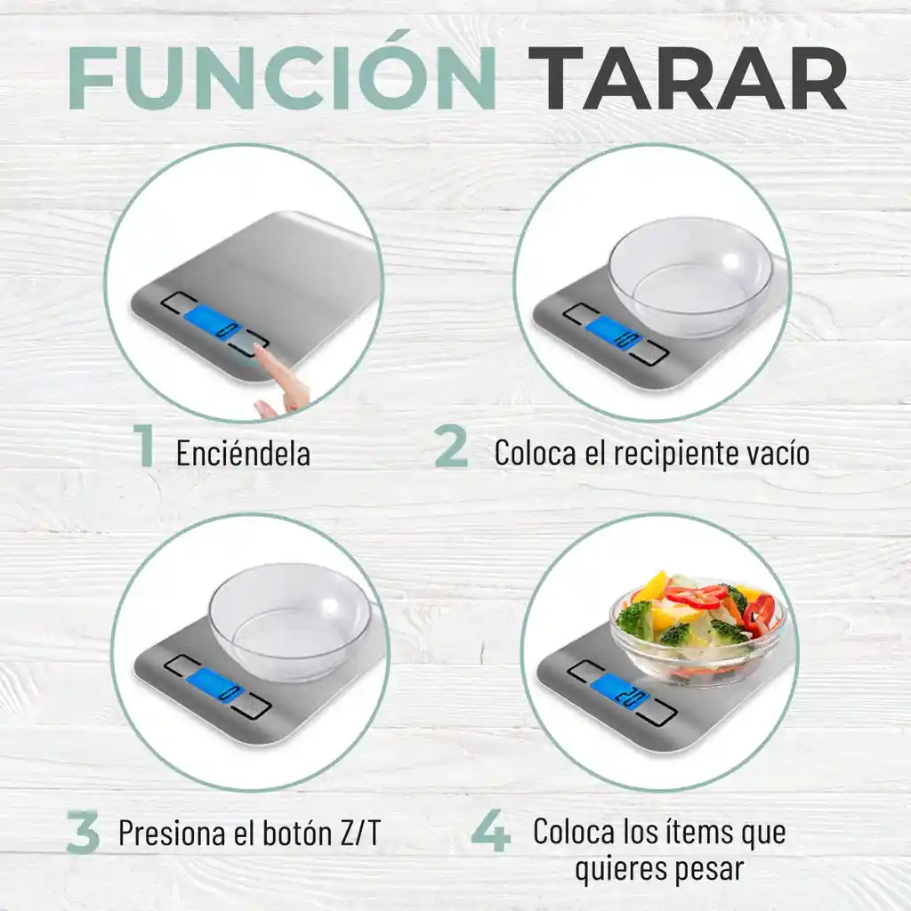 Balanza Gramera Bascula Digital Pesa Cocina Acero Inox 5 Kgs