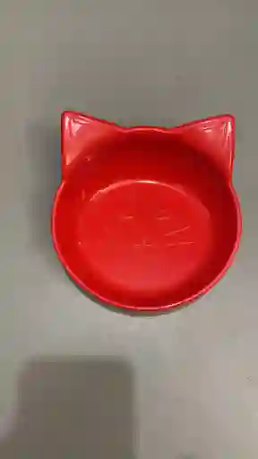 Comedero Para Mascotas Sencillo En Forma De Gato Color Rojo