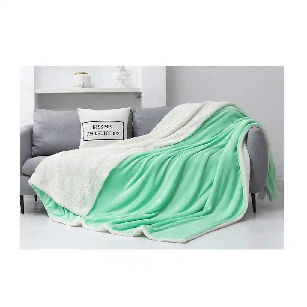 Cobija Térmica Ovejera Cama Doblequeen Verde Menta