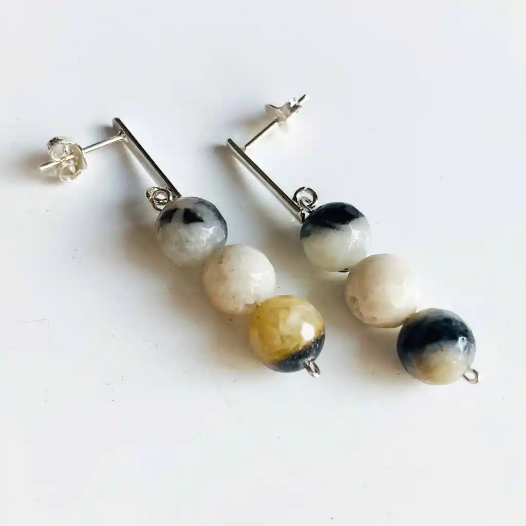 Aretes De Plata Con Agatas Naturales